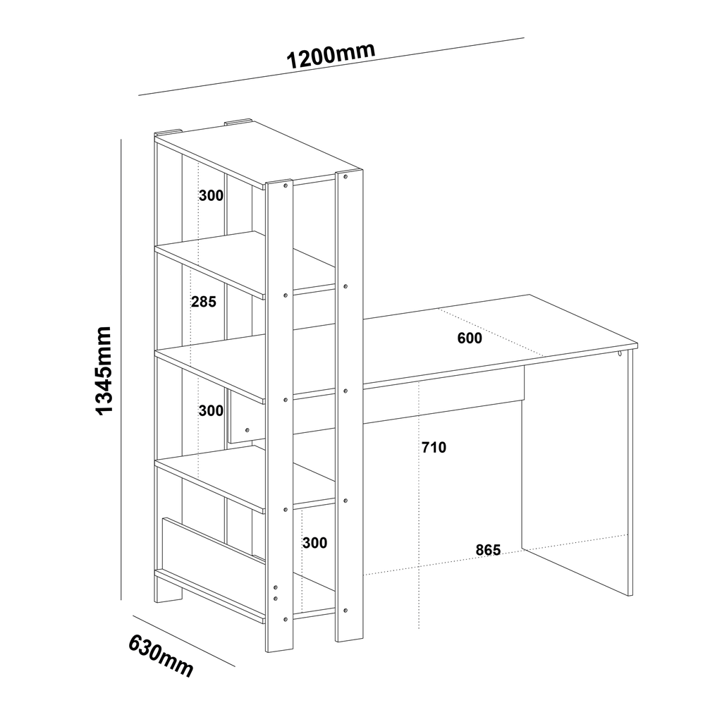 TABLE DE BUREAU 1200X630X13450WHITE TB-1200/630W