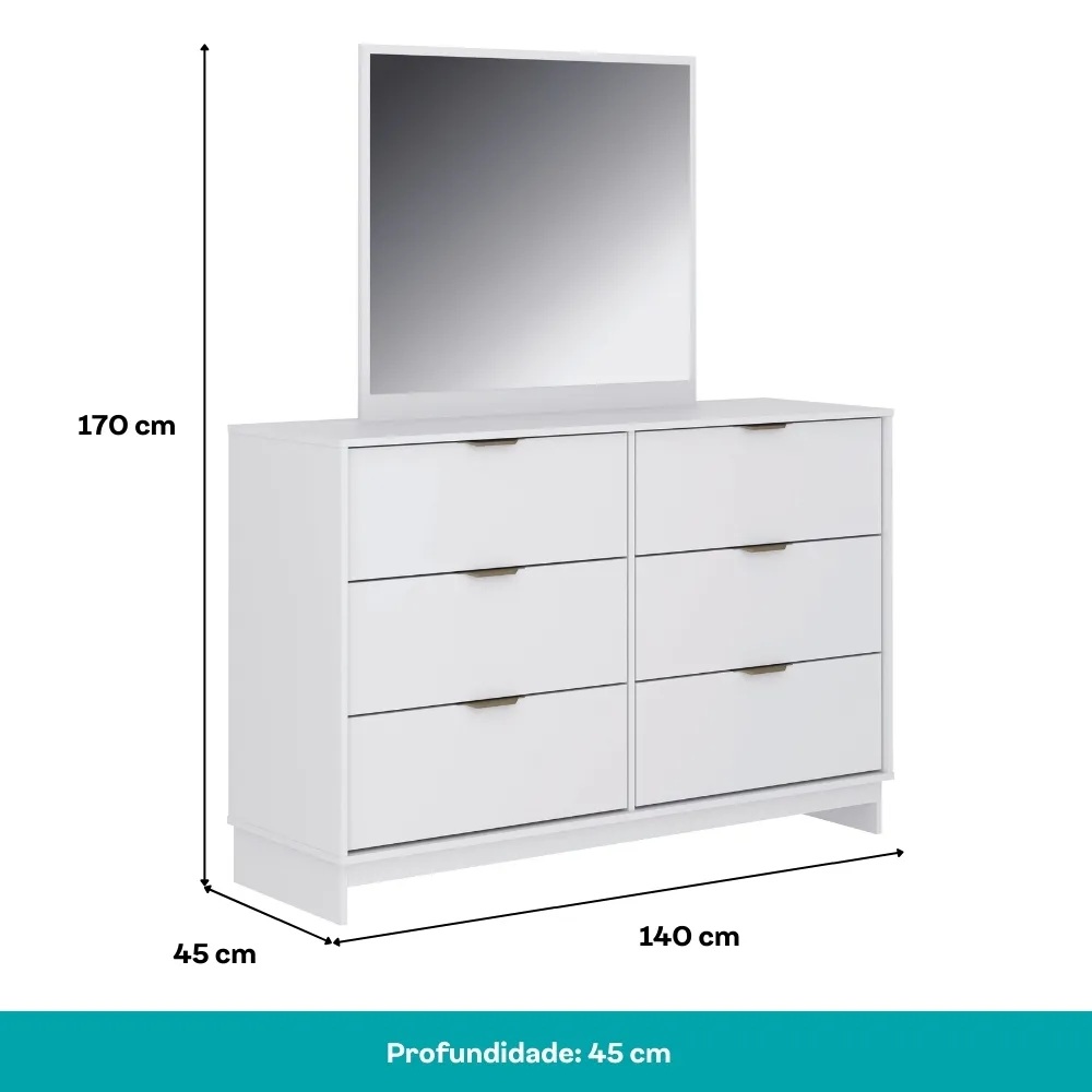 COMMODE 6 TIRROIRS HAZEL+MIRROIR C-1160HAZEL