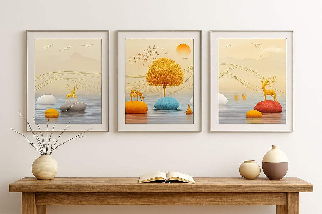 TABLEAU JEU DE 03 T-60X80X80X80X60X80CM